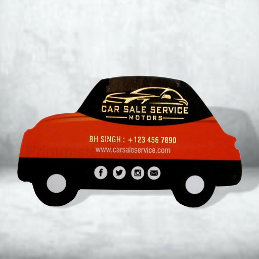 Car Shape Premium Gold Foil Visiting Card 400 GSM